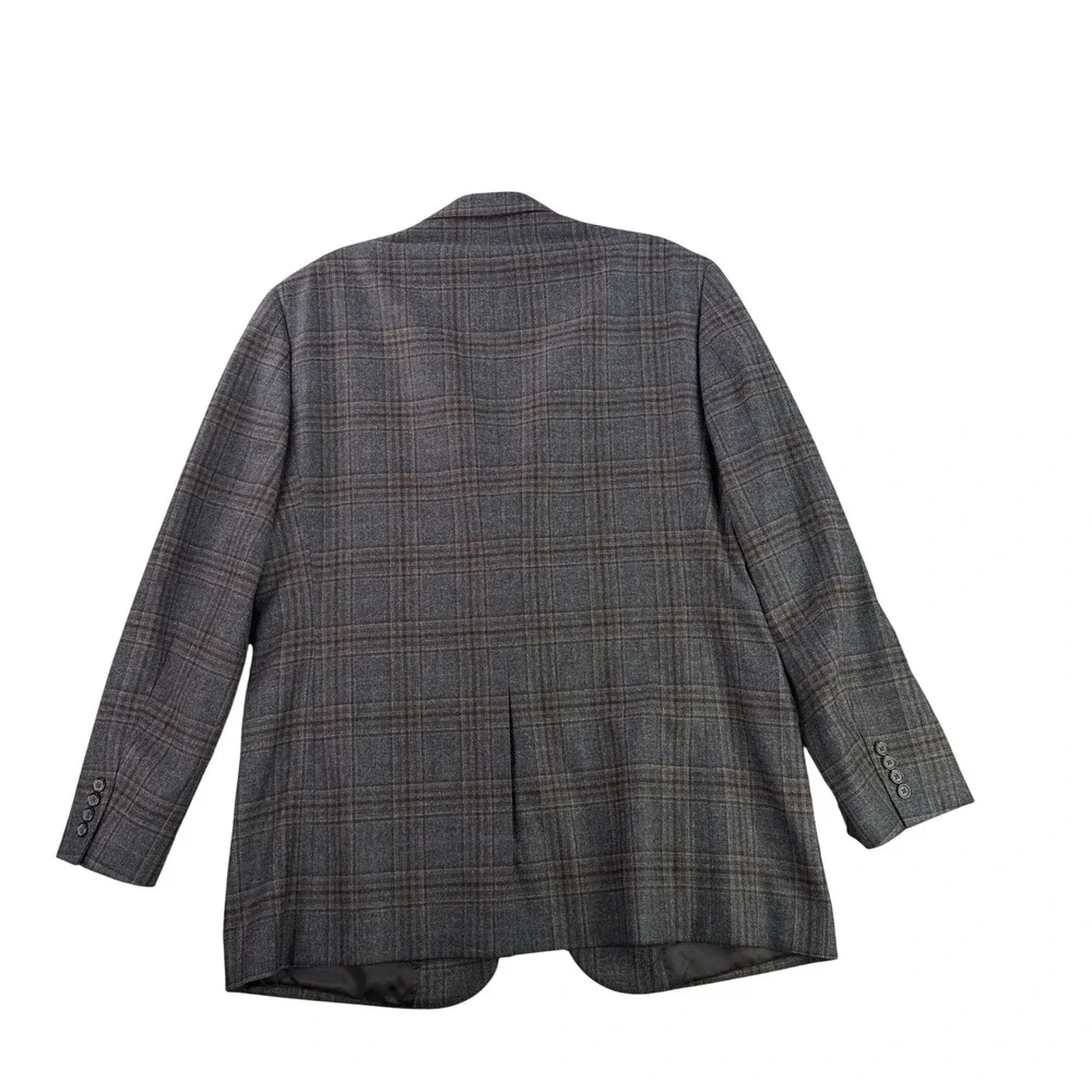 Brooks Brothers Sport Coat Mens 46L Gray Plaid Madison Wool Lanificio di Pray